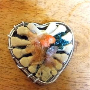 My Black Heart Pendant/charm/silver bezel